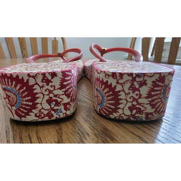 Tory Burch Thandie Wedge Flip Flop Rubber Hawaii Exclusive Print 8.5 - Picture 8 of 11